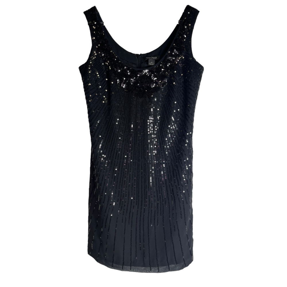 White House Black Market Sequin Cocktail Holiday Party Little Black Dress